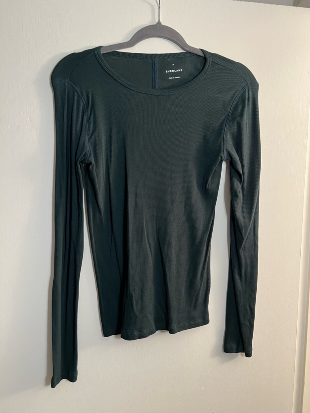 Everlane Luxe Rib Long-Sleeve Crew in Green